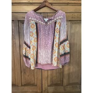 Sundance Catalog Wild Wood Floral Boho Tunic Top Size XS